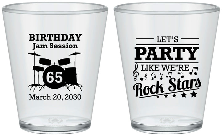 Custom Birthday Plastic Shot Glasses - 65th Rock Star | 20175