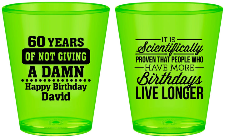 Custom Birthday Plastic Shot Glasses - 60th | 20180