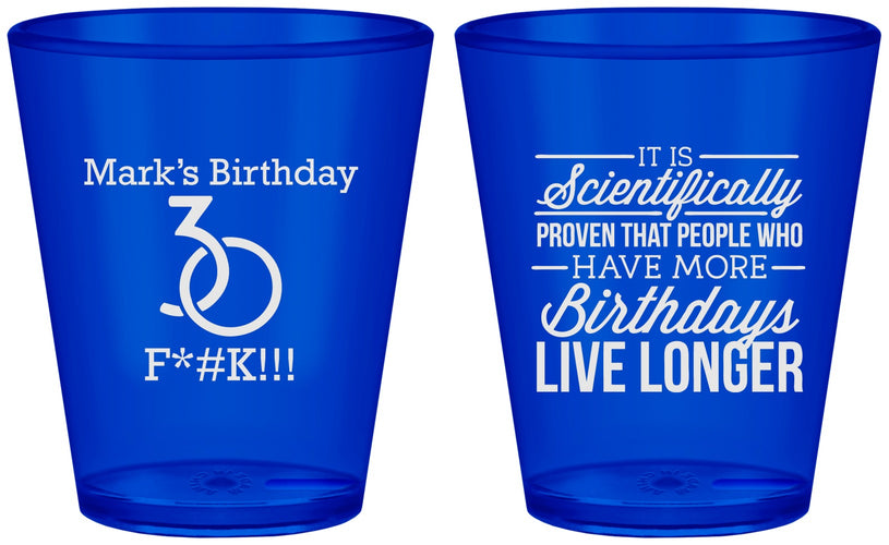 Custom Birthday Plastic Shot Glasses - 30th | 20181