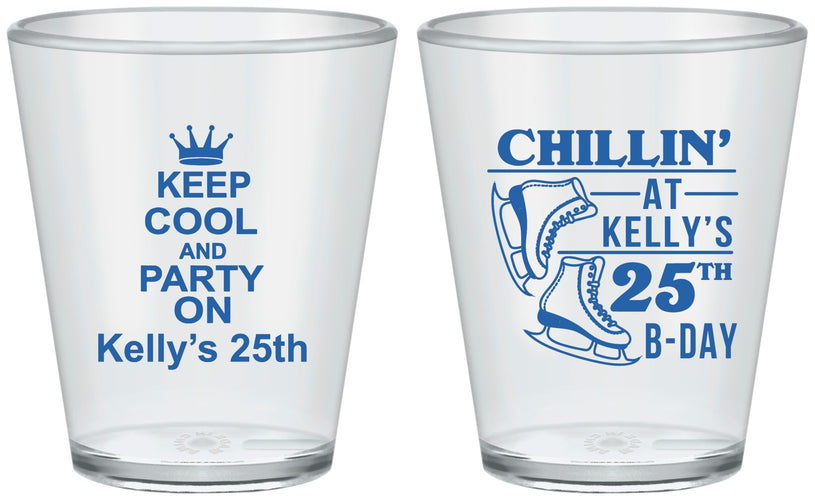 Custom Birthday Plastic Shot Glasses - 25th Ice Scating | 20185
