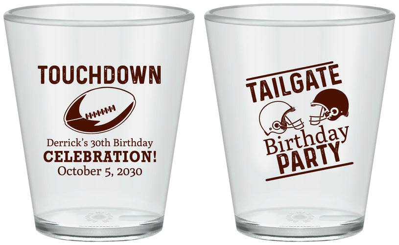 Custom Birthday Plastic Shot Glasses - 30th Football | 20189