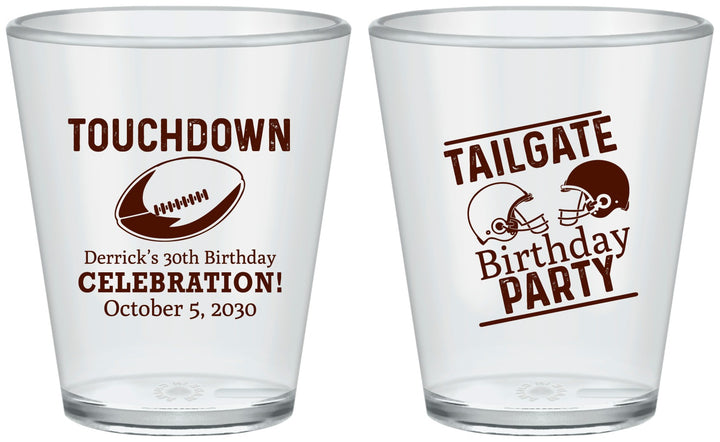 Custom Birthday Plastic Shot Glasses - 30th Football | 20189
