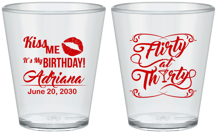 Custom Birthday Plastic Shot Glasses - 30th Flirty At Thirty | 20190