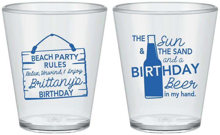 Custom Birthday Plastic Shot Glasses - Beach | 20200