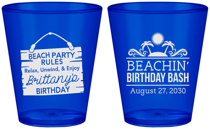 Custom Birthday Plastic Shot Glasses - Beach | 20211