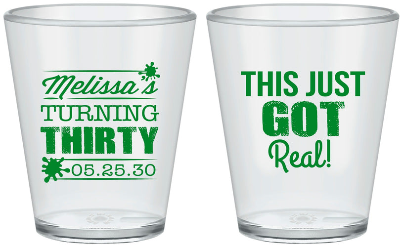 Custom Birthday Plastic Shot Glasses - 30th | 20213