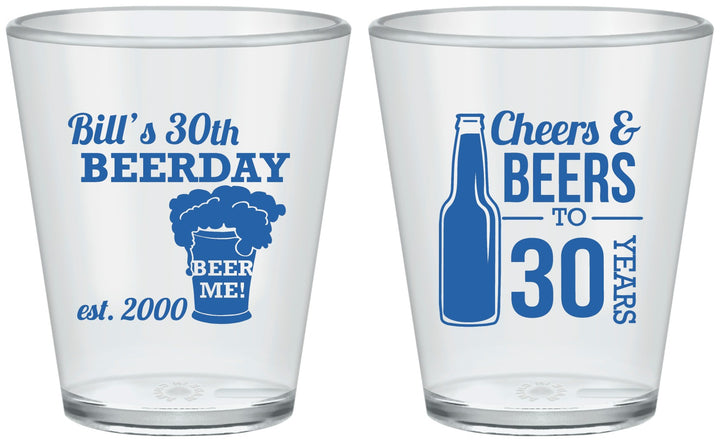 Custom Birthday Plastic Shot Glasses - 30th | 20215