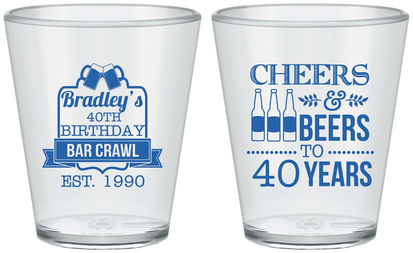 Custom Birthday Plastic Shot Glasses - Cheers Beers To 40 Years | 20216