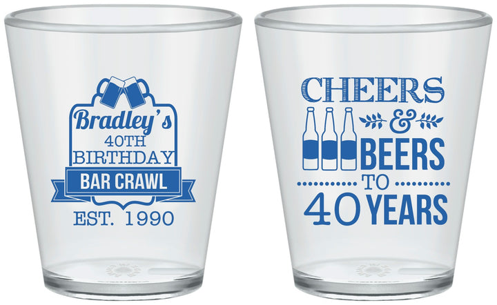 Custom Birthday Plastic Shot Glasses - Cheers Beers To 40 Years | 20216