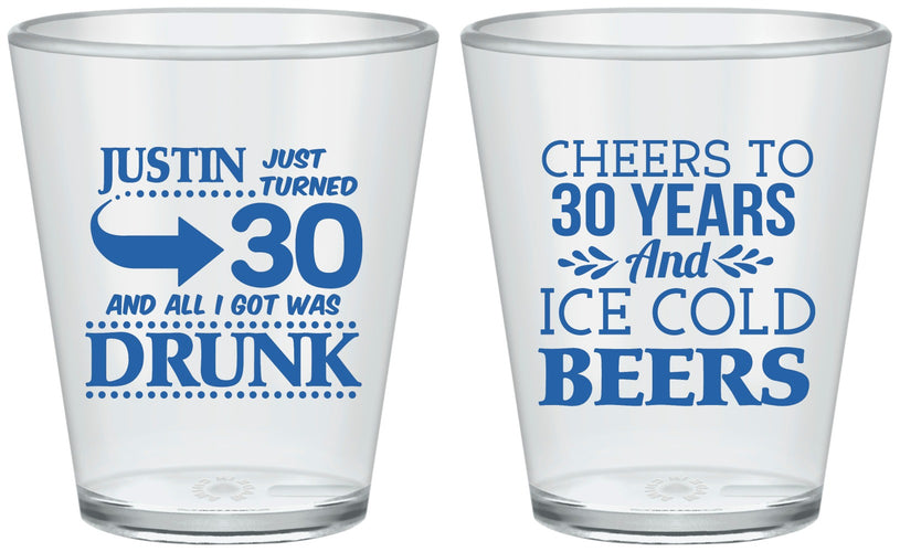 Custom Birthday Plastic Shot Glasses - Cheers To 30 Years | 20219