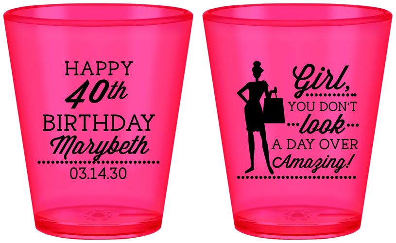 Custom Birthday Plastic Shot Glasses - 40th | 20223