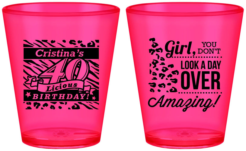 Custom Birthday Plastic Shot Glasses - 40th | 20224