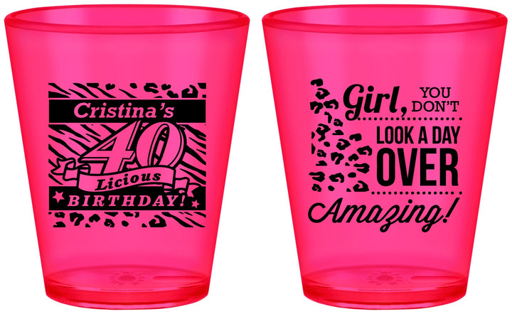 Custom Birthday Plastic Shot Glasses - 40th | 20224