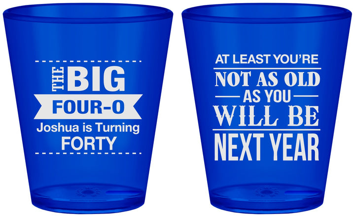 Custom Birthday Plastic Shot Glasses - 40th | 20225