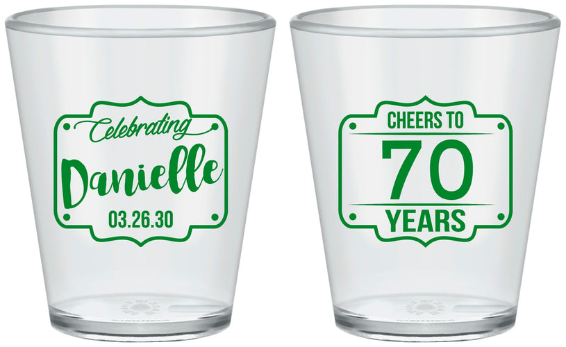 Custom Birthday Plastic Shot Glasses - Cheers To 70 Years | 20227