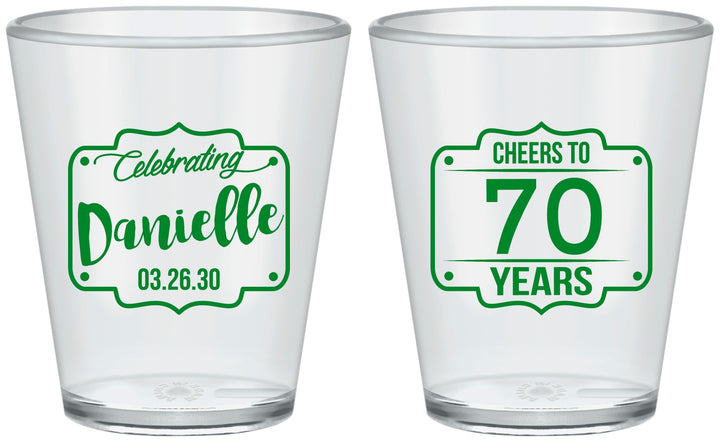 Custom Birthday Plastic Shot Glasses - Cheers To 70 Years | 20227