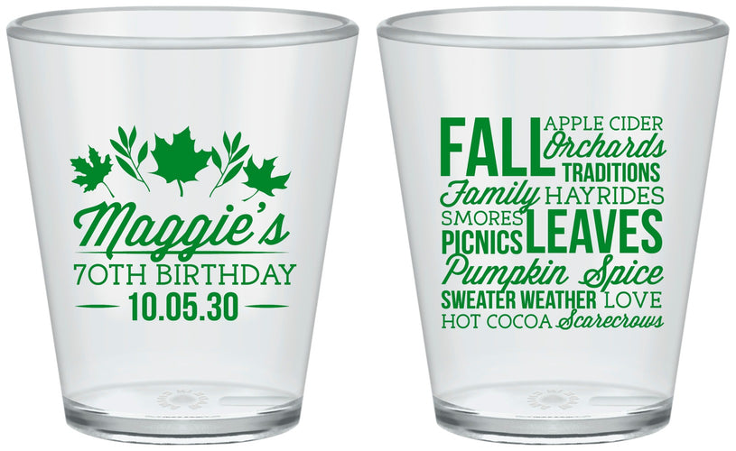 Custom Birthday Plastic Shot Glasses - 70th Fall | 20228