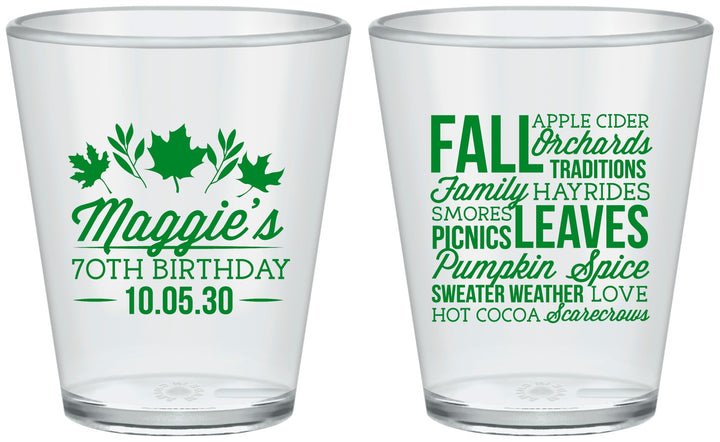 Custom Birthday Plastic Shot Glasses - 70th Fall | 20228