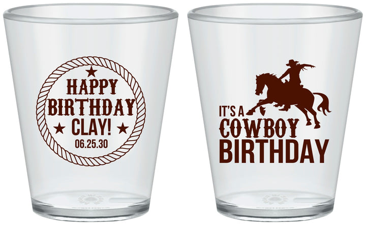 Custom Birthday Plastic Shot Glasses - Cowboy | 20229
