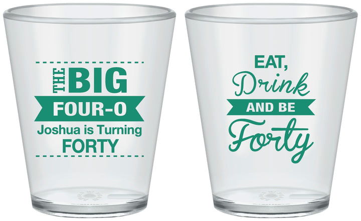 Custom Birthday Plastic Shot Glasses - 40th | 20243