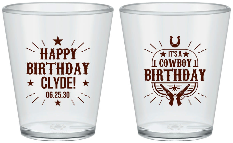 Custom Birthday Plastic Shot Glasses - Cowboy | 20244