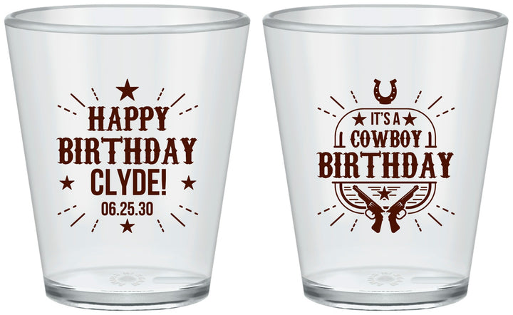 Custom Birthday Plastic Shot Glasses - Cowboy | 20244