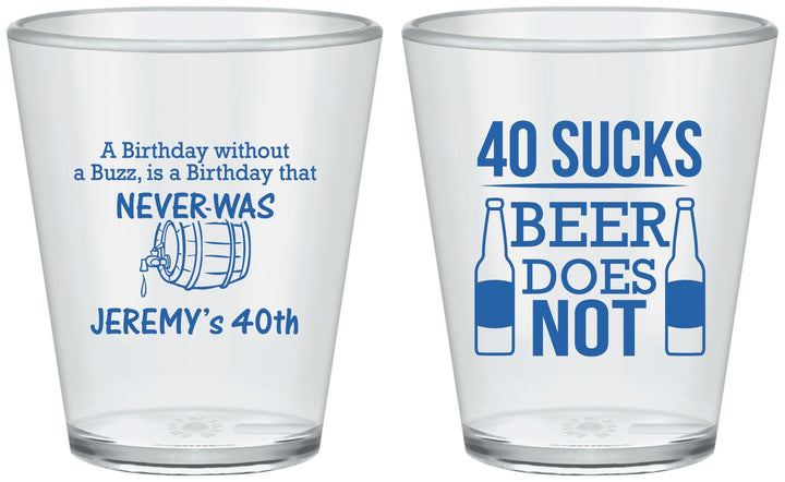 Custom Birthday Plastic Shot Glasses - 40th | 20247