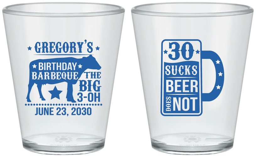 Custom Birthday Plastic Shot Glasses - 30th | 20248