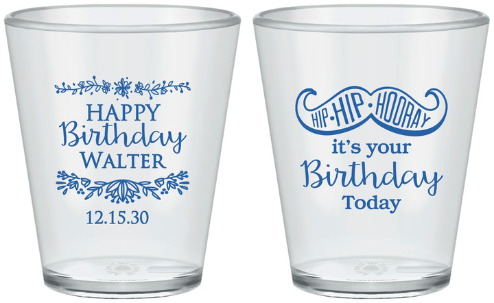 Custom Birthday Plastic Shot Glasses - Hip Hip Hooray | 20250