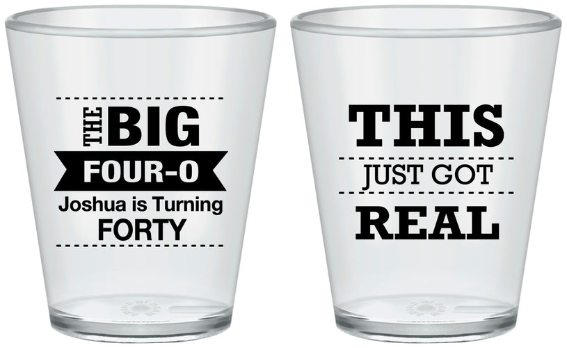 Custom Birthday Plastic Shot Glasses - 40th | 20254