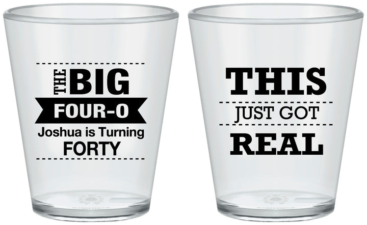 Custom Birthday Plastic Shot Glasses - 40th | 20254