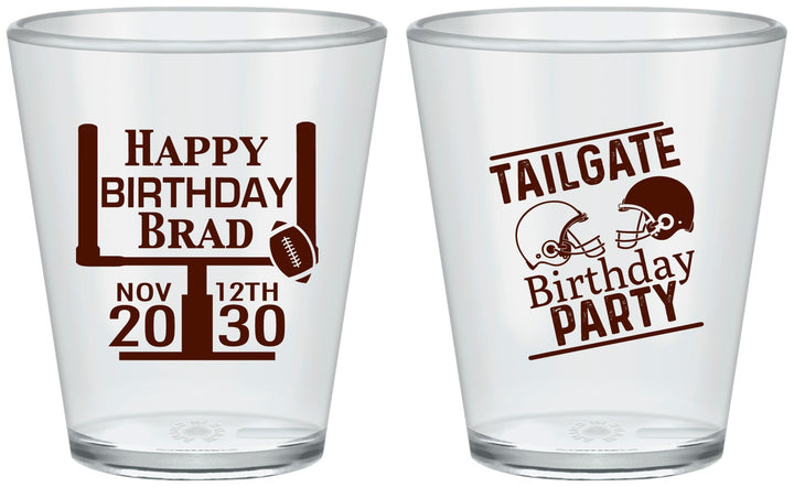 Custom Birthday Plastic Shot Glasses - Football | 20256