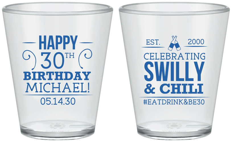 Custom Birthday Plastic Shot Glasses - 30th | 20257