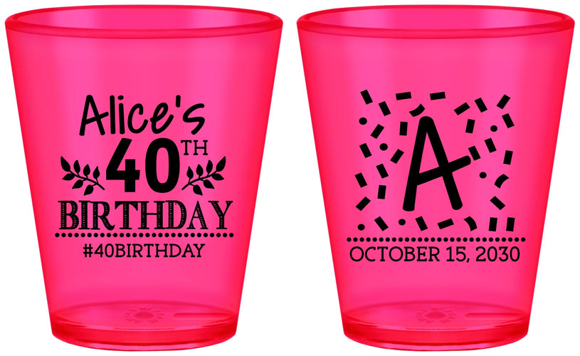 Custom Birthday Plastic Shot Glasses - 40th | 20258