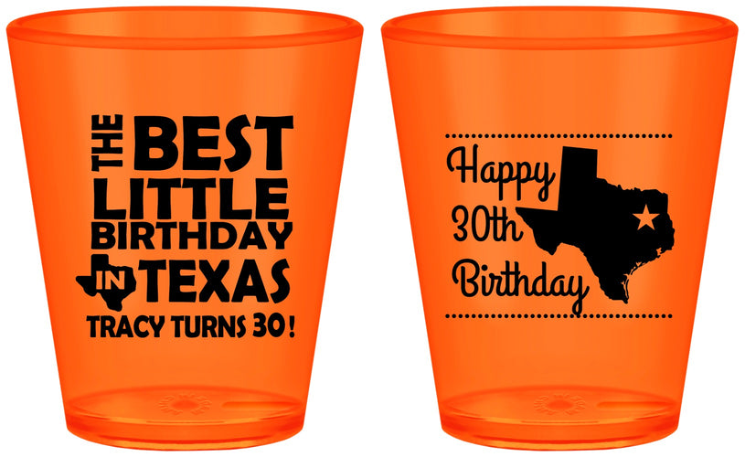 Custom Birthday Plastic Shot Glasses - 30th Texas | 20265
