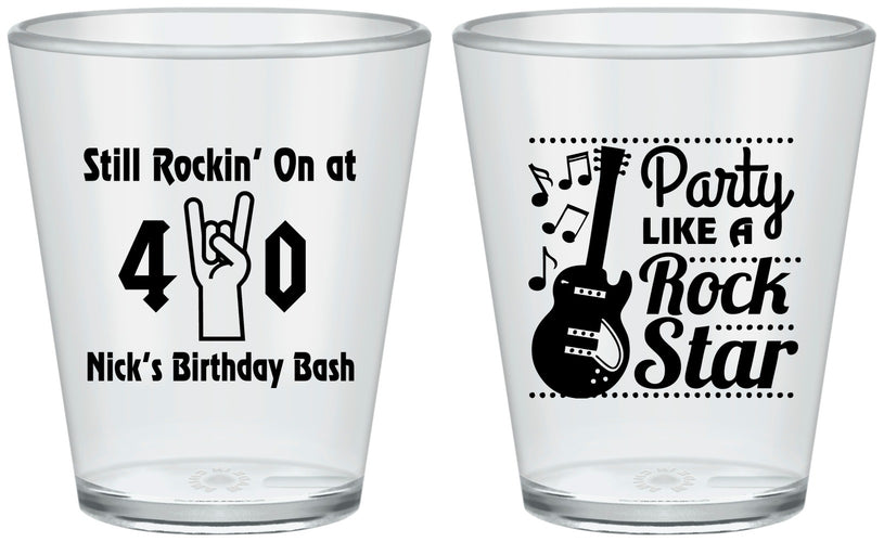 Custom Birthday Plastic Shot Glasses - 40th Rock Star | 20266