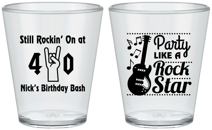 Custom Birthday Plastic Shot Glasses - 40th Rock Star | 20266