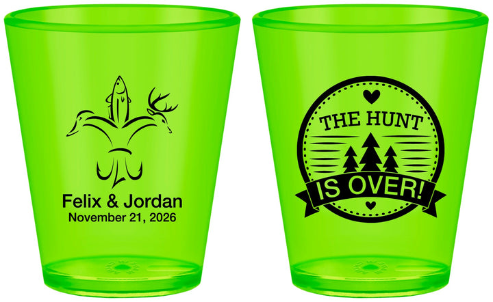 Custom Wedding Plastic Shot Glasses - The Hunt Is Over | 203