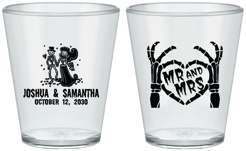 Custom Wedding Plastic Shot Glasses - Mr And Mrs Skeleton | 204