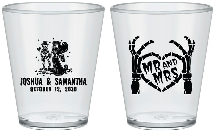 Custom Wedding Plastic Shot Glasses - Mr And Mrs Skeleton | 204