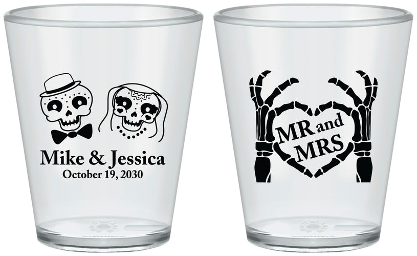 Custom Wedding Plastic Shot Glasses - Mr And Mrs Halloween | 206