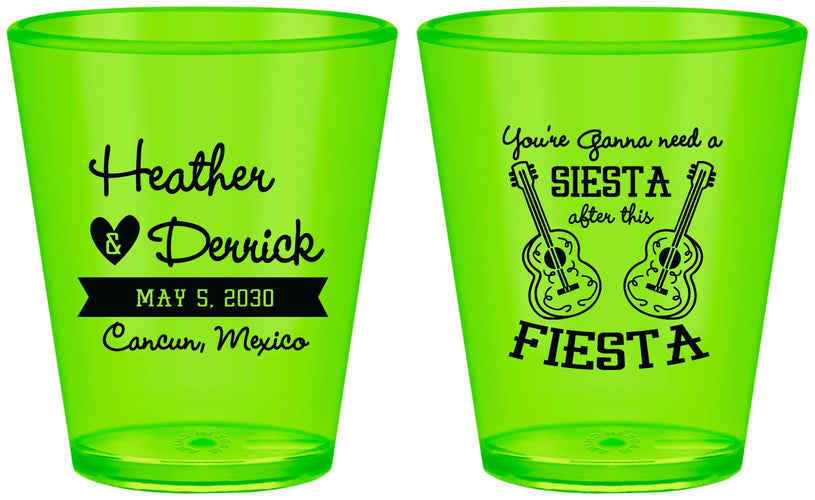 Custom Wedding Plastic Shot Glasses - Siesta Fiesta Mexico | 207