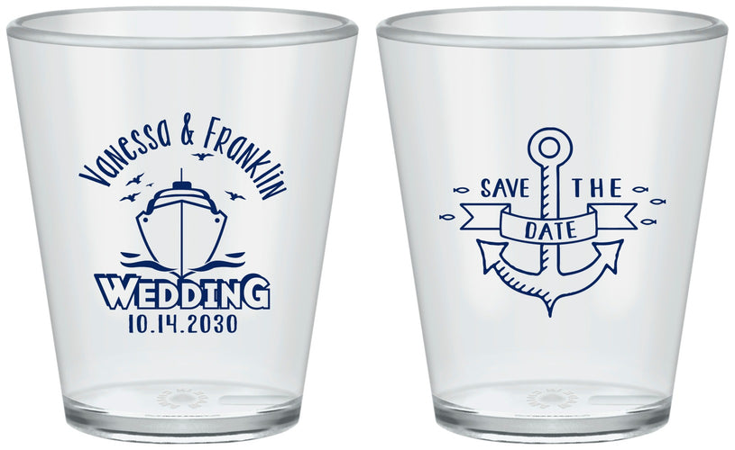 Custom Wedding Plastic Shot Glasses - Save The Date Cruise | 209