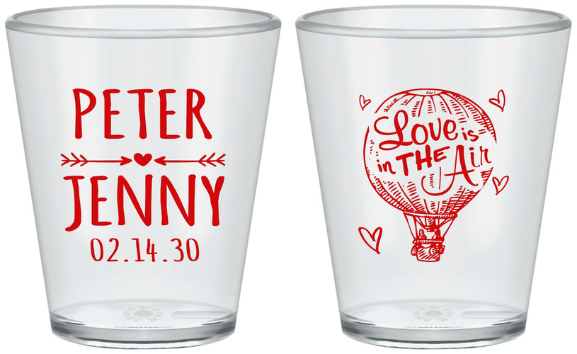 Custom Wedding Plastic Shot Glasses - Love In Air Hot Air Balloon | 210