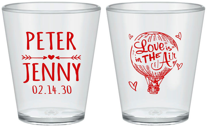 Custom Wedding Plastic Shot Glasses - Love In Air Hot Air Balloon | 210