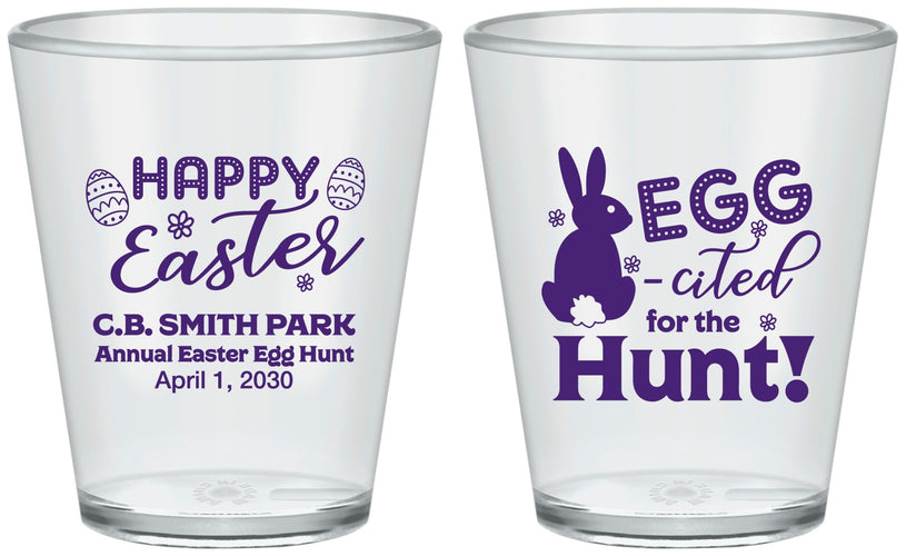 Custom Easter Plastic Shot Glasses - Eggcited For Hunt Bunny | 210002