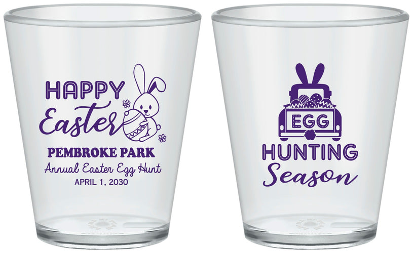 Custom Easter Plastic Shot Glasses - Egg Hunting Bunny | 210004