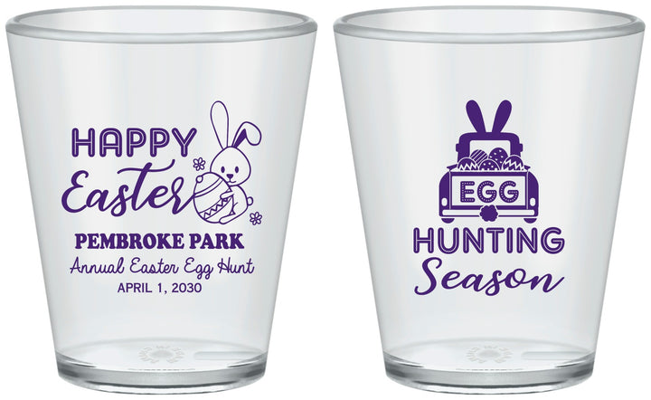 Custom Easter Plastic Shot Glasses - Egg Hunting Bunny | 210004