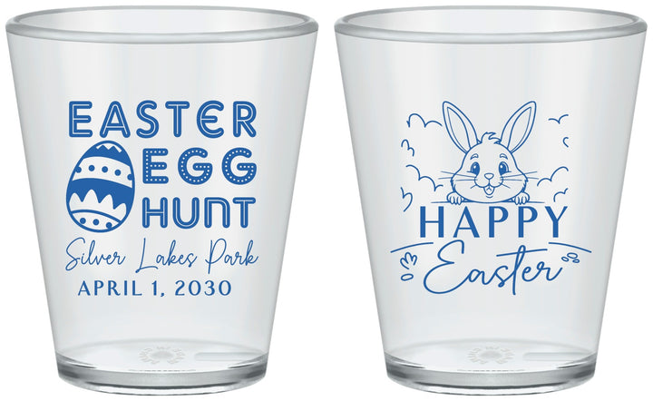 Custom Easter Plastic Shot Glasses - Egg Hunt Bunny | 210005
