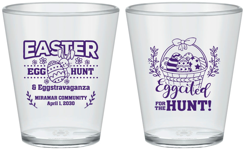 Custom Easter Plastic Shot Glasses - Eggcited For Hunt Bunny | 210006